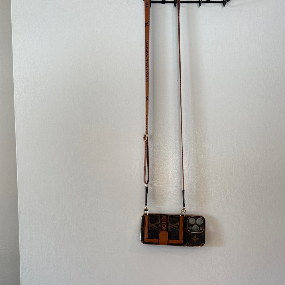 Brown and Black Phone Case with Strap fits an IPhone 6